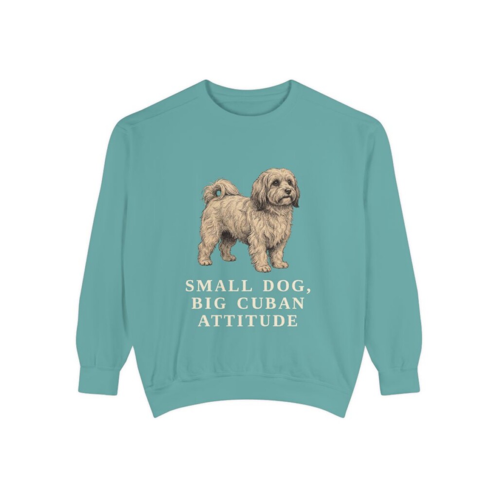 havanese-sweatshirt-humor-seafoam Havanese Humor Sweatshirt, Seafoam, front view
