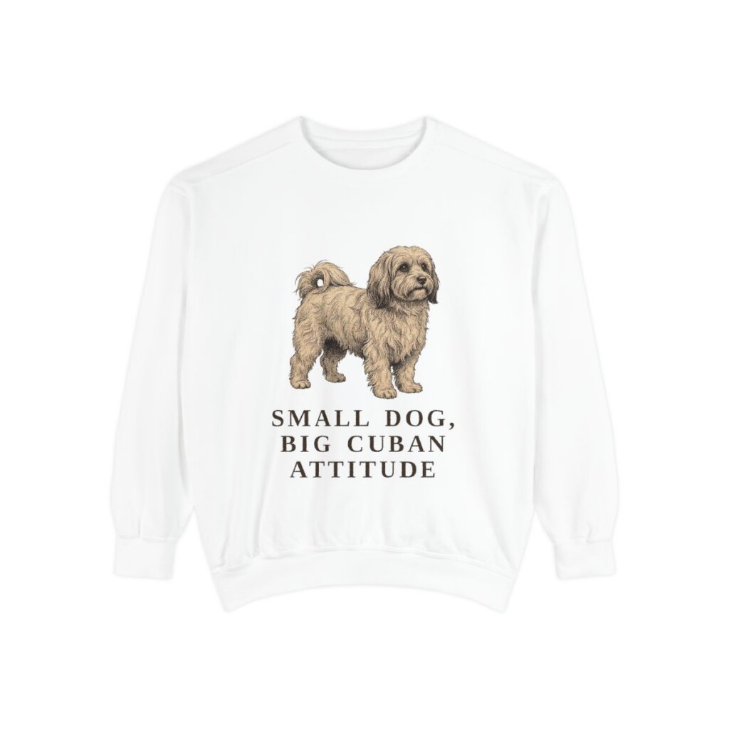 havanese-sweatshirt-humor-white Havanese Humor Sweatshirt, White, front view