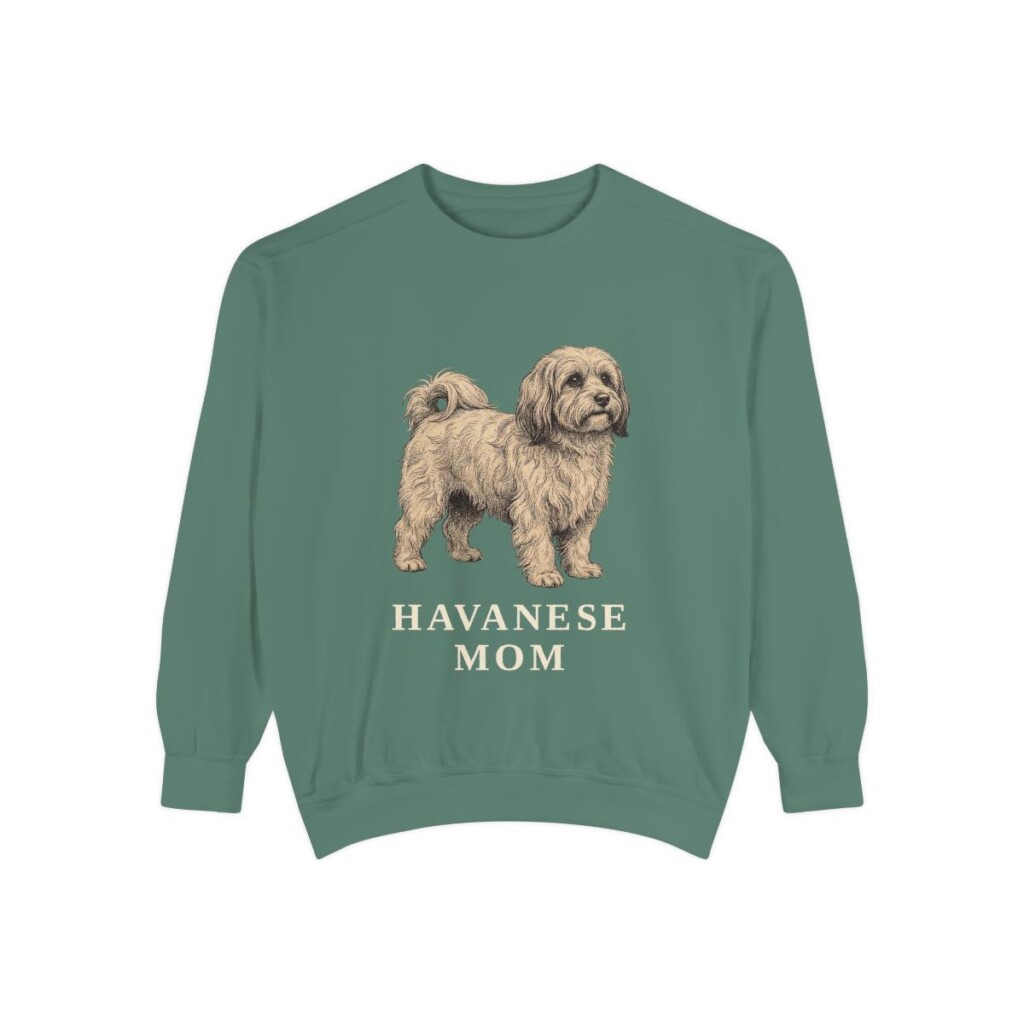Havanese Mom Sweatshirt, Light Green, front view