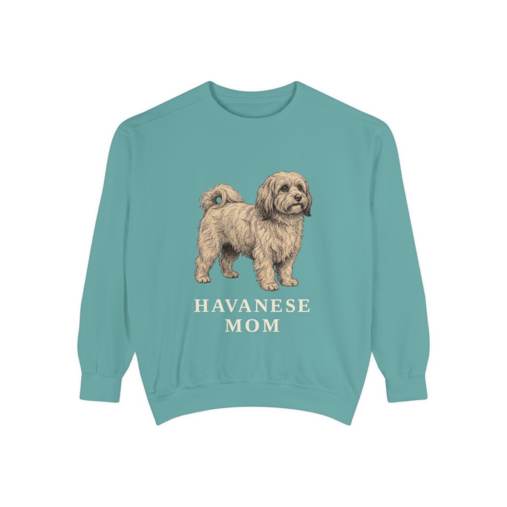 Havanese Mom Sweatshirt, Seafoam, front view