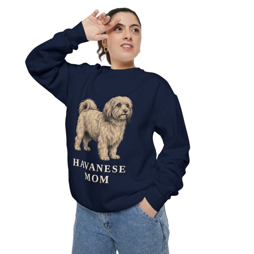 Havanese Mom Sweatshirt, True Navy, person 2 context