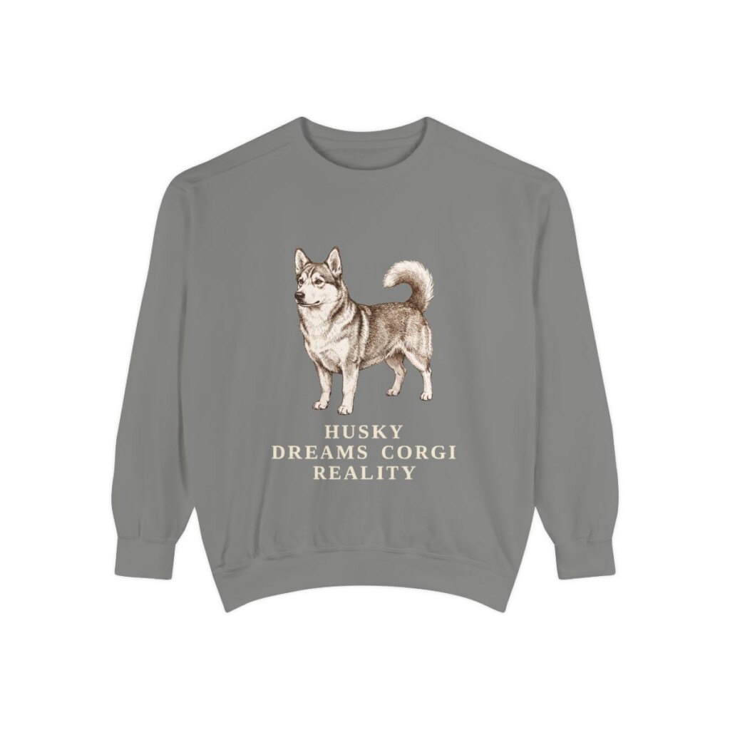 horgi-sweatshirt-humor-grey Horgi Humor Sweatshirt, Grey, front view