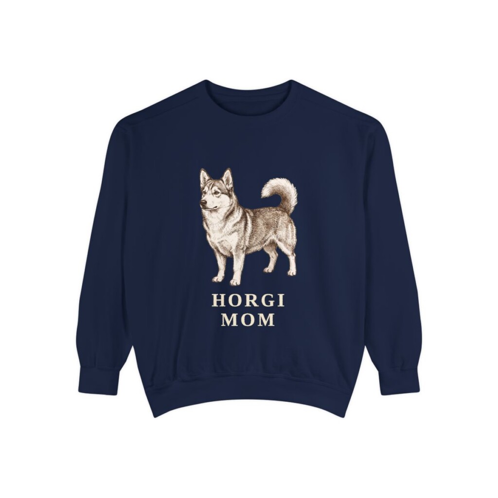 Horgi Mom Sweatshirt, True Navy, front view