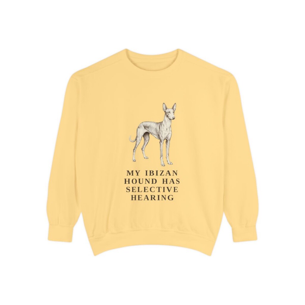 Ibizan Hound Humor Sweatshirt, Butter, front view