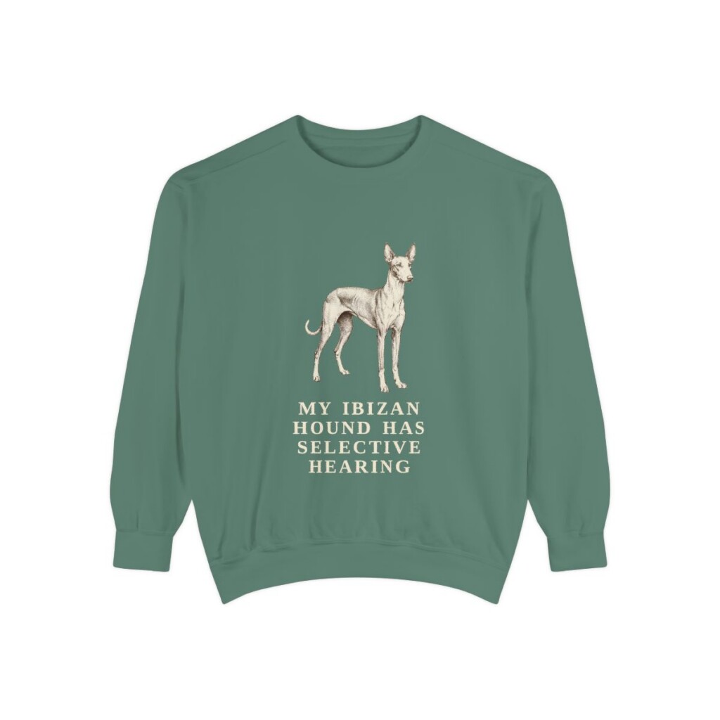 Ibizan Hound Humor Sweatshirt, Light Green, front view