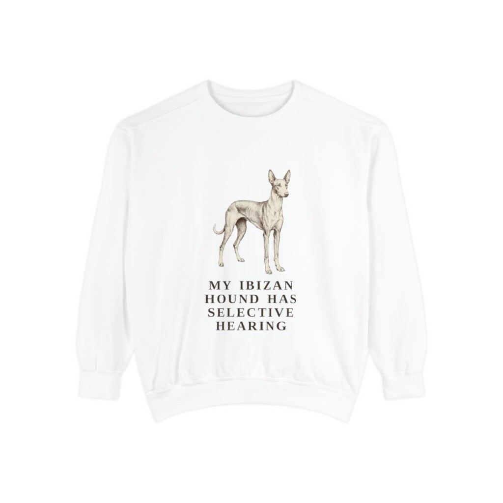 Ibizan Hound Humor Sweatshirt, White, front view
