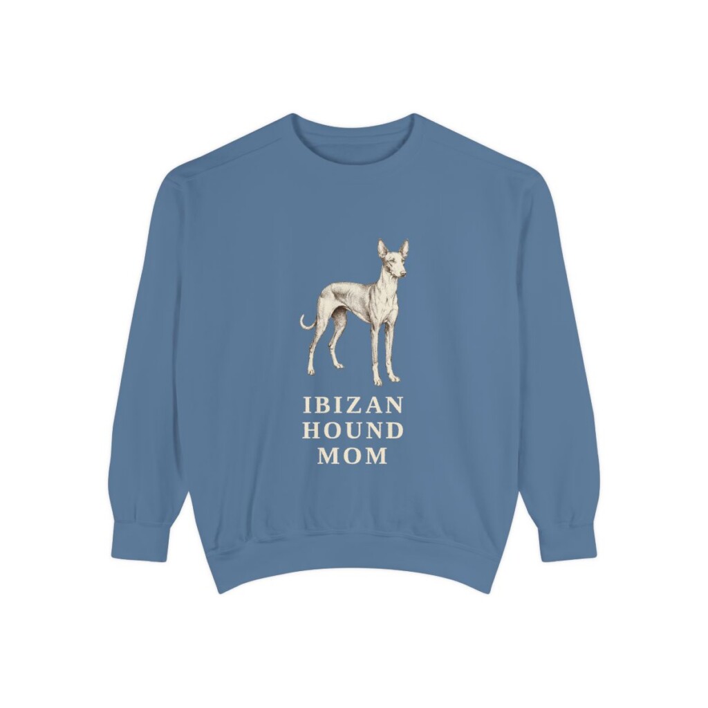 Ibizan Hound Mom Sweatshirt, Blue Jean, front view