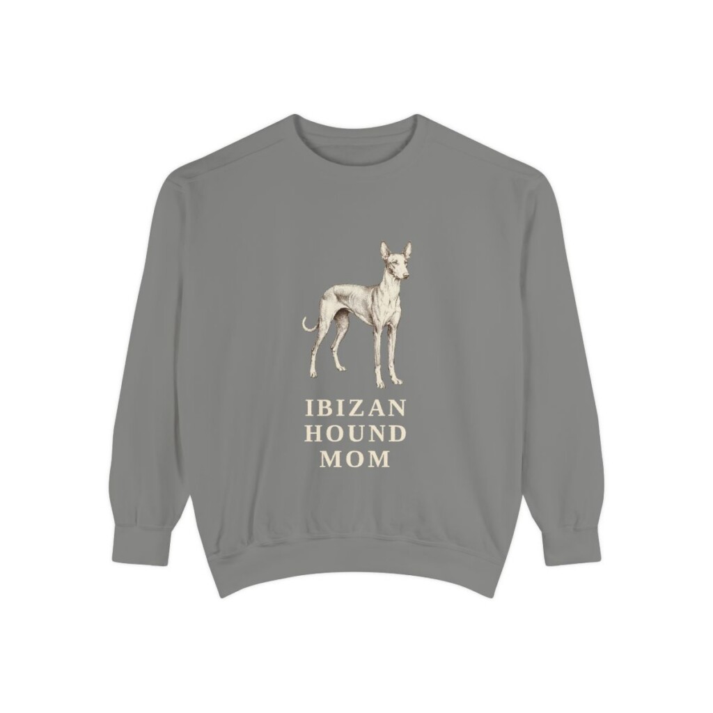 Ibizan Hound Mom Sweatshirt, Grey, front view