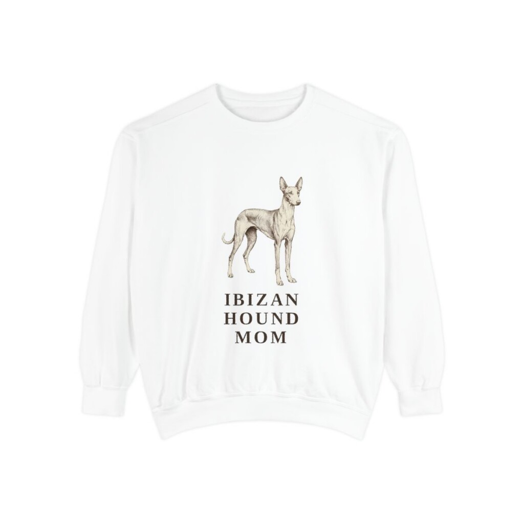 Ibizan Hound Mom Sweatshirt, White, front view