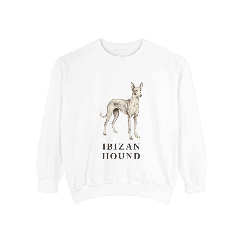ibizan-hound-sweatshirt-white Ibizan Hound Sweatshirt, White, front view