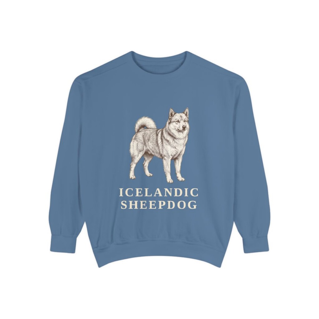 icelandic-sheepdog-sweatshirt-blue-jean Icelandic Sheepdog Sweatshirt, Blue Jean, front view