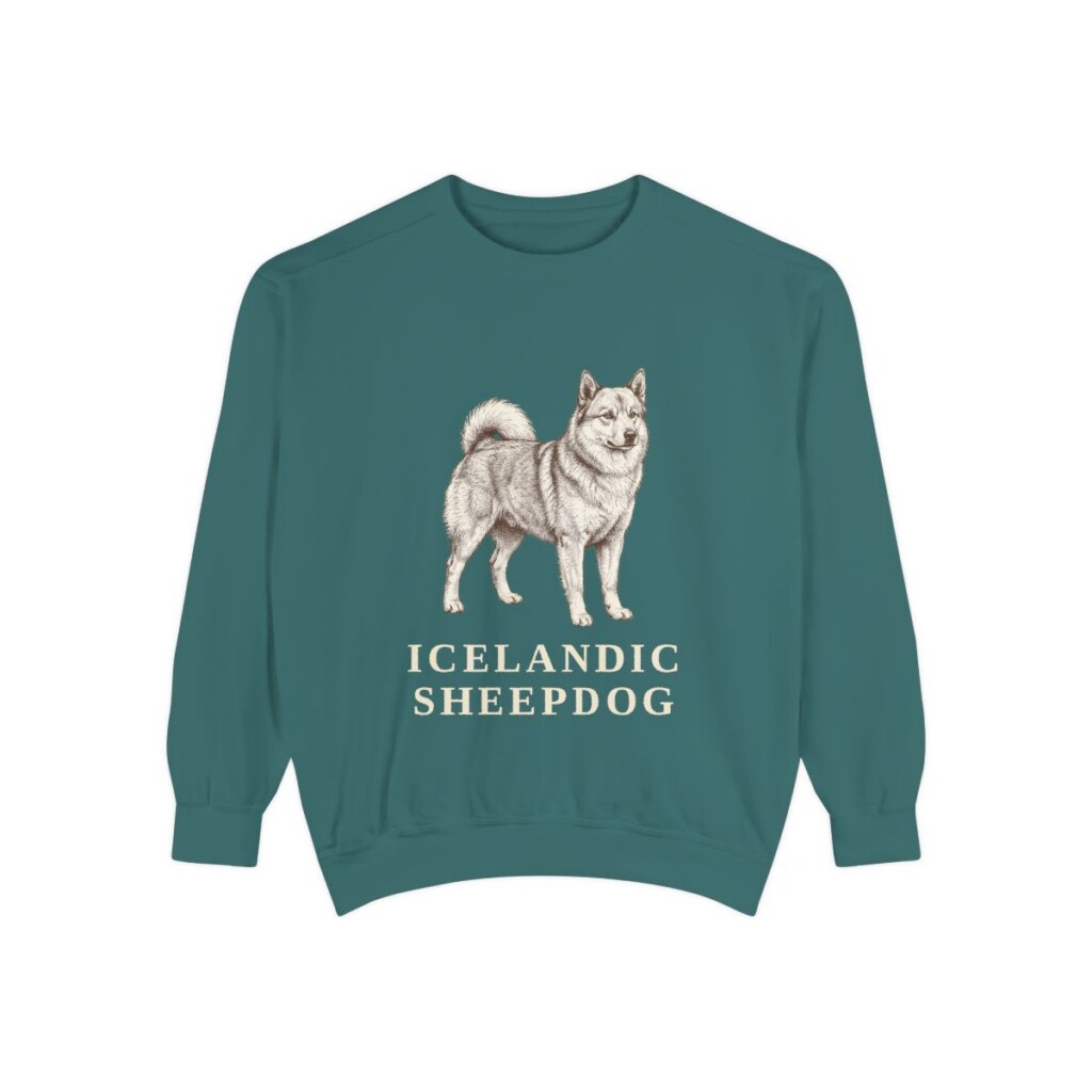 icelandic-sheepdog-sweatshirt-blue-spruce Icelandic Sheepdog Sweatshirt, Blue Spruce, front view