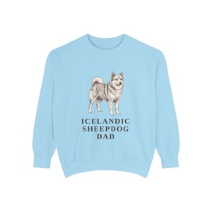 Icelandic Sheepdog Dad Sweatshirt, Chambray, front view