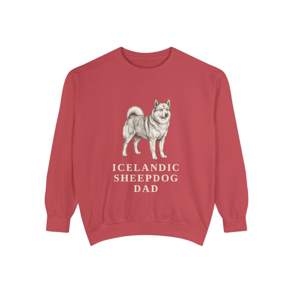 Icelandic Sheepdog Dad Sweatshirt, Crimson, front view