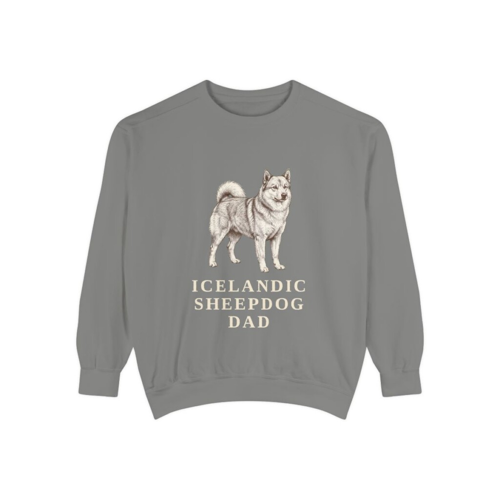 Icelandic Sheepdog Dad Sweatshirt, Grey, front view