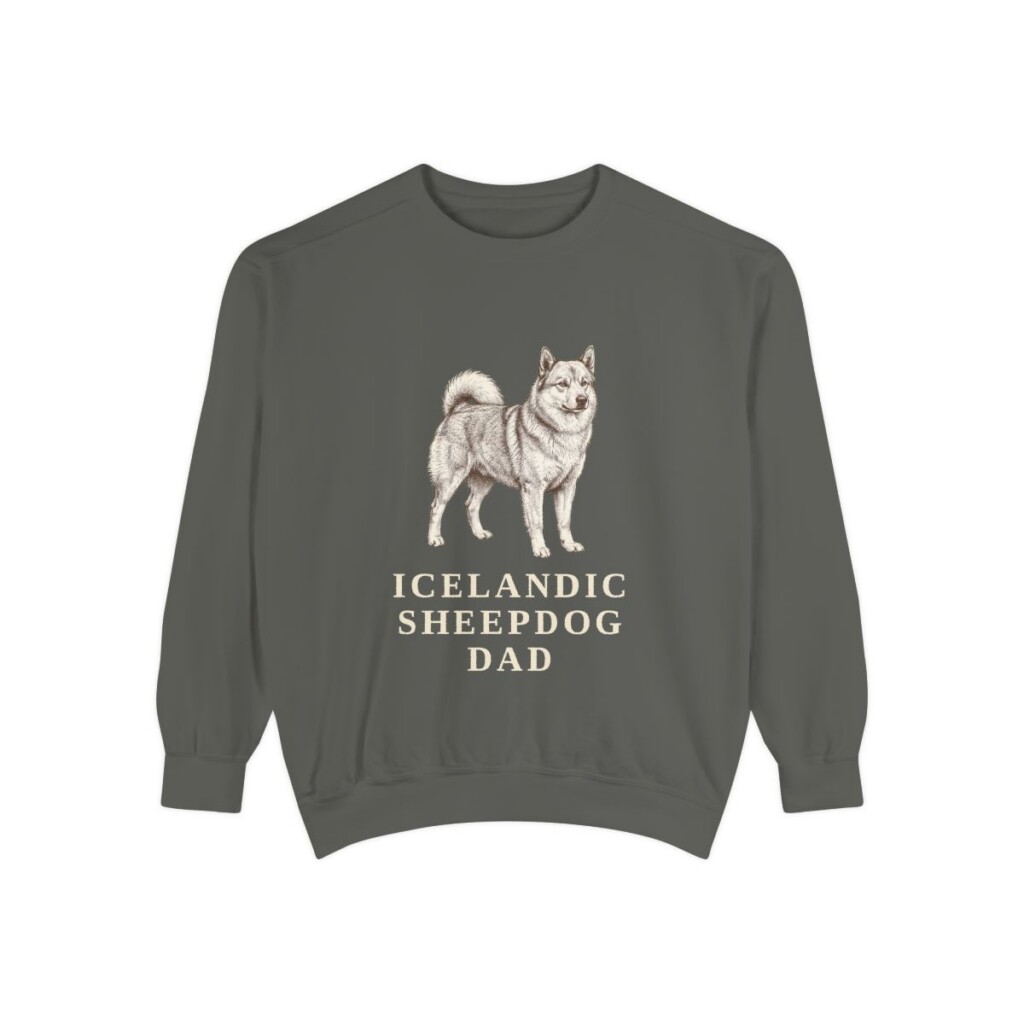 Icelandic Sheepdog Dad Sweatshirt, Pepper, front view