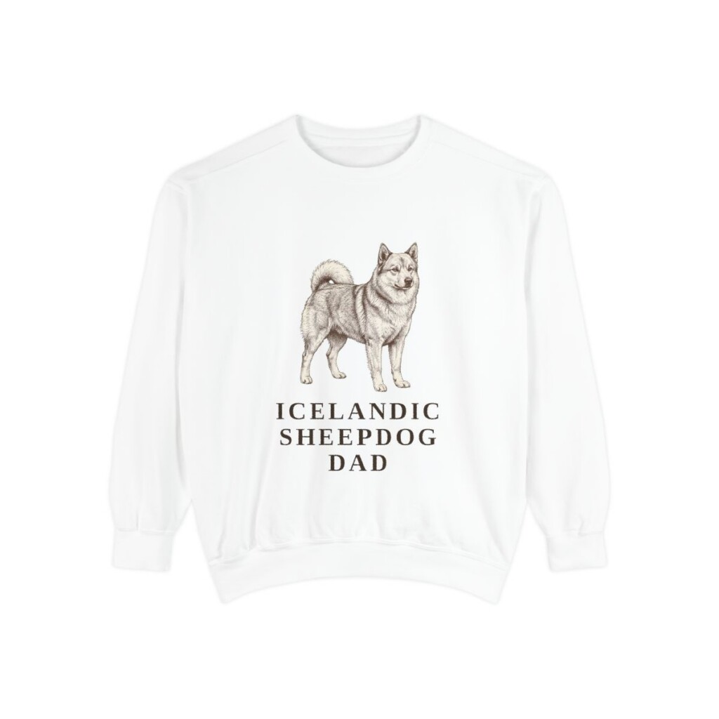 Icelandic Sheepdog Dad Sweatshirt, White, front view