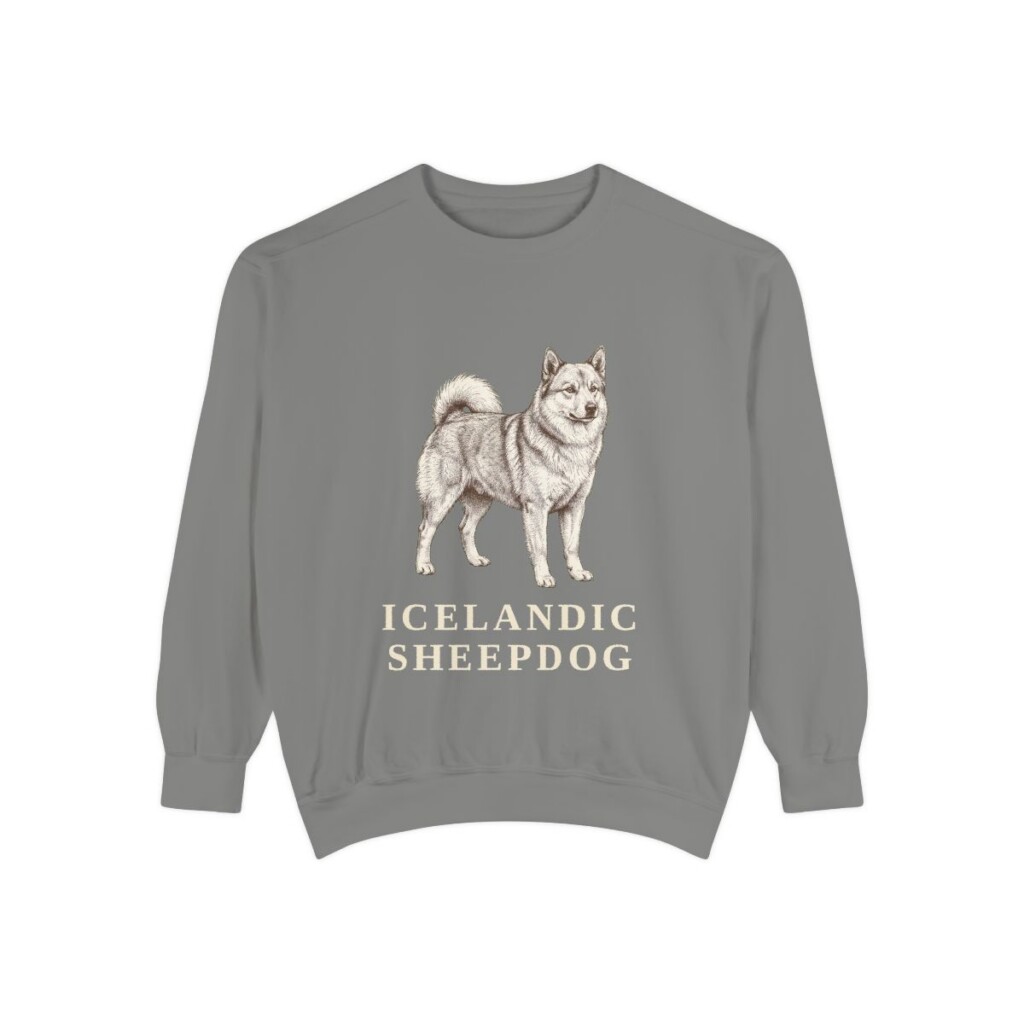 icelandic-sheepdog-sweatshirt-grey Icelandic Sheepdog Sweatshirt, Grey, front view