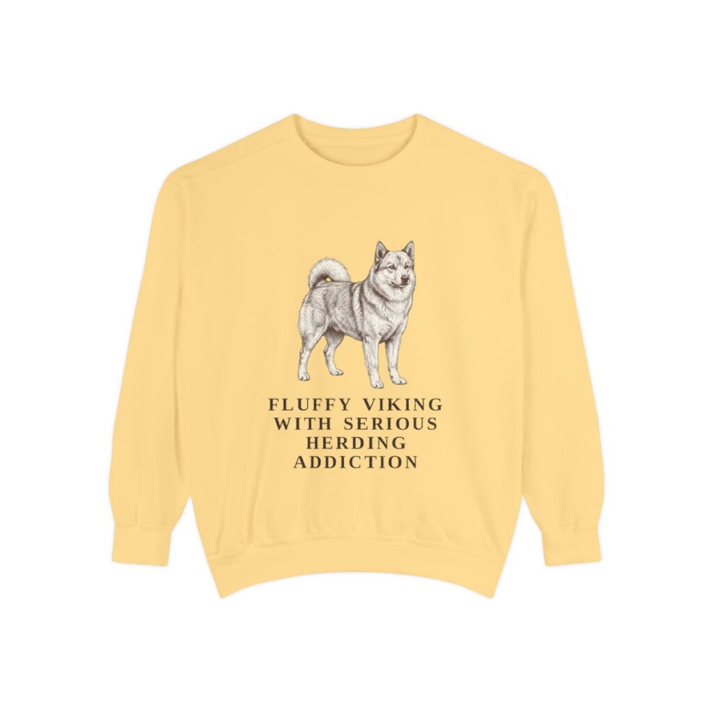 icelandic-sheepdog-sweatshirt-humor-butter Icelandic Sheepdog Humor Sweatshirt, Butter, front view