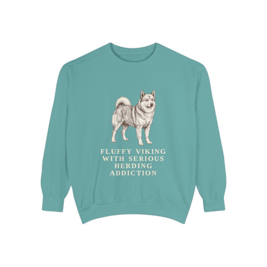 icelandic-sheepdog-sweatshirt-humor-seafoam Icelandic Sheepdog Humor Sweatshirt, Seafoam, front view