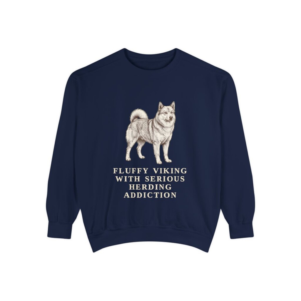 icelandic-sheepdog-sweatshirt-humor-true-navy Icelandic Sheepdog Humor Sweatshirt, True Navy, front view