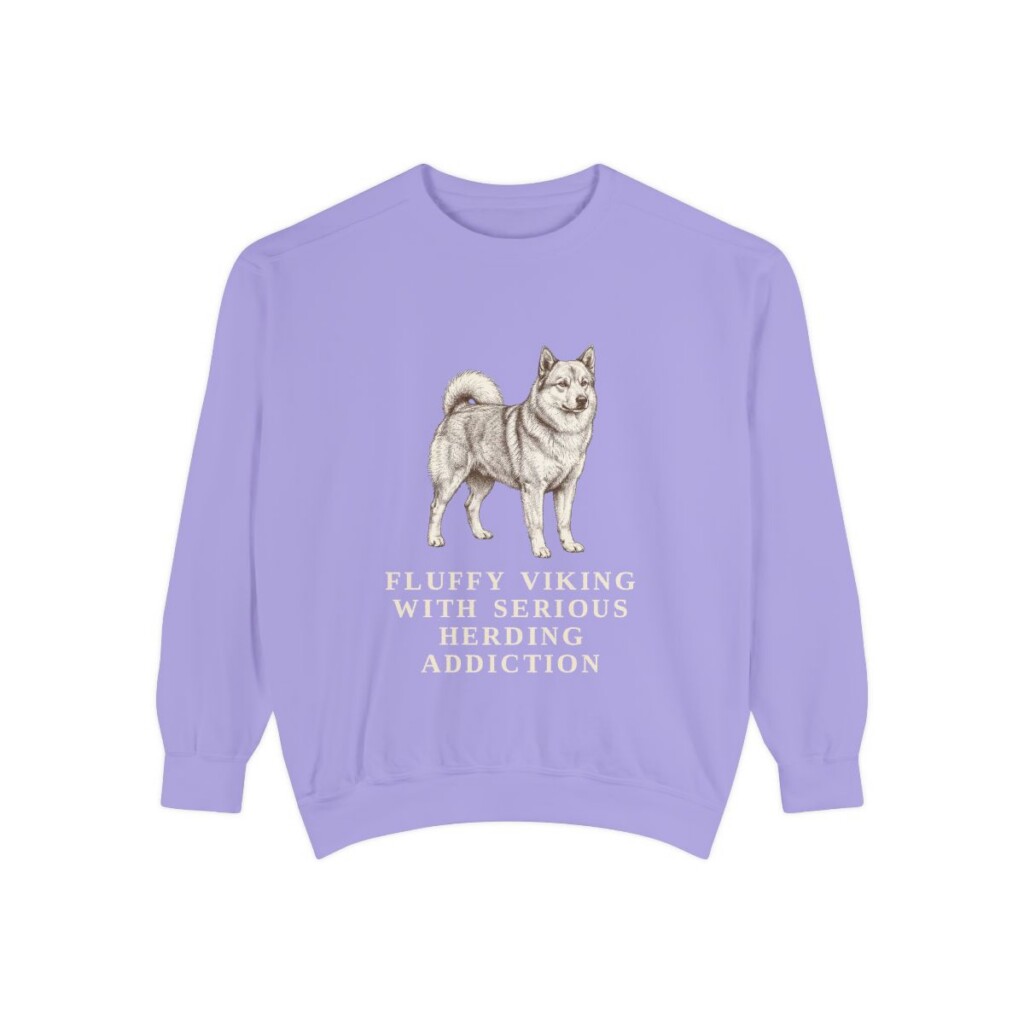 icelandic-sheepdog-sweatshirt-humor-violet Icelandic Sheepdog Humor Sweatshirt, Violet, front view