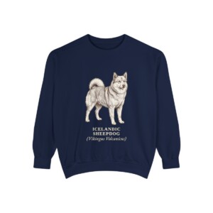 Icelandic Sheepdog Latin Sweatshirt, True Navy, front view