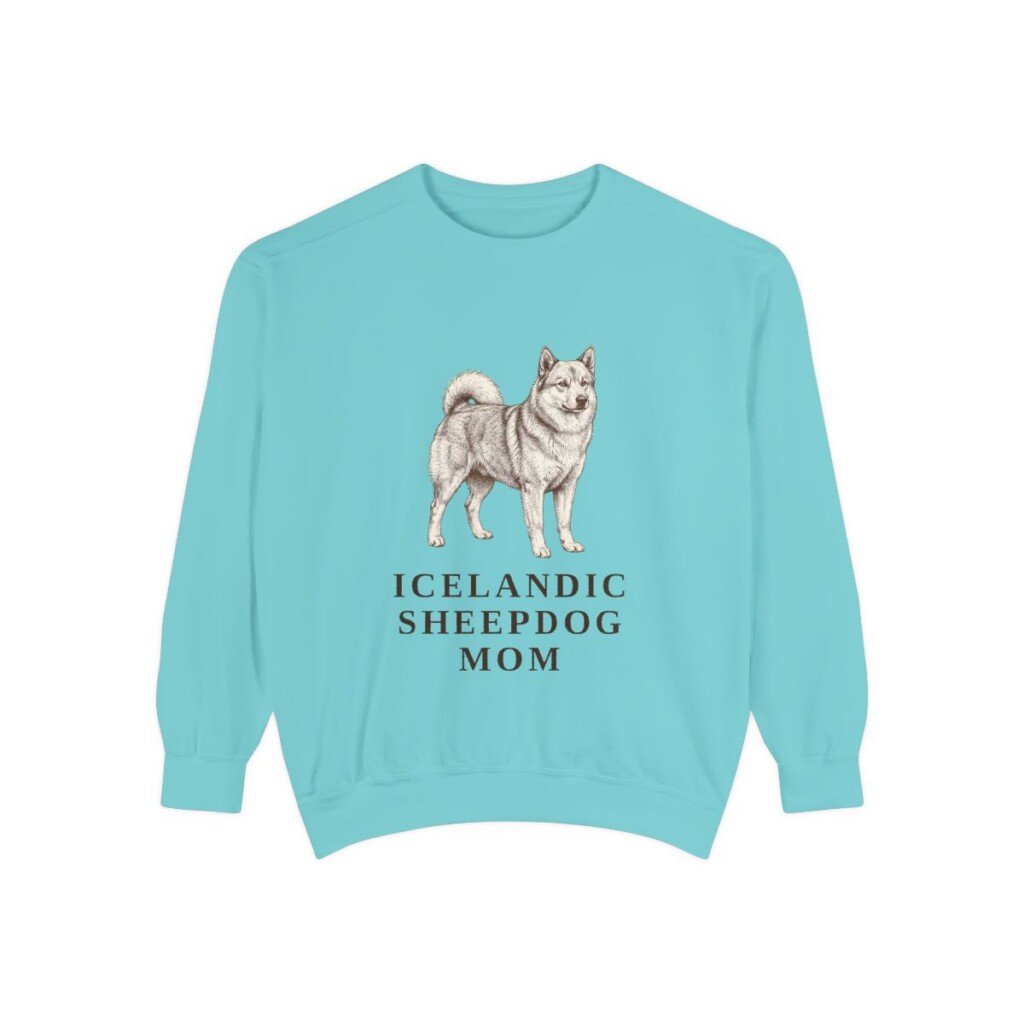 Icelandic Sheepdog Mom Sweatshirt, Chalky Mint, front view