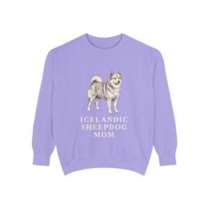 Icelandic Sheepdog Mom Sweatshirt, Violet, front view