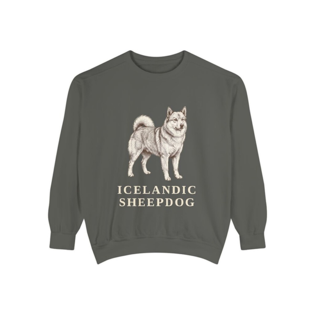 icelandic-sheepdog-sweatshirt-pepper Icelandic Sheepdog Sweatshirt, Pepper, front view