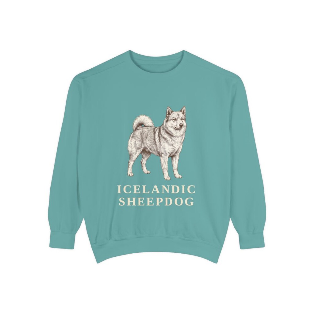 icelandic-sheepdog-sweatshirt-seafoam Icelandic Sheepdog Sweatshirt, Seafoam, front view