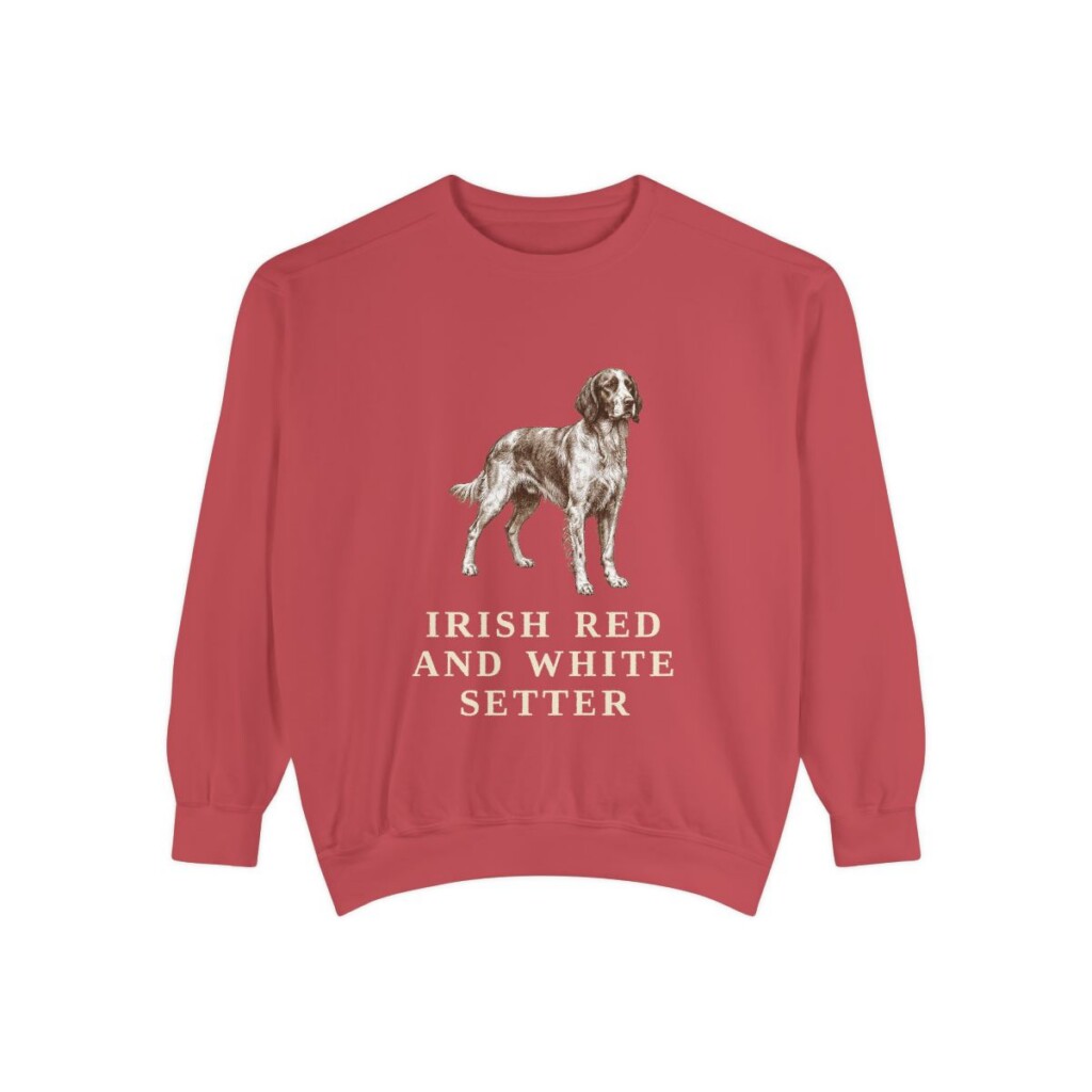 Irish Red and White Setter Sweatshirt, Crimson, front view