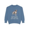 Irish Red and White Setter Dad Sweatshirt, Blue Jean, front view