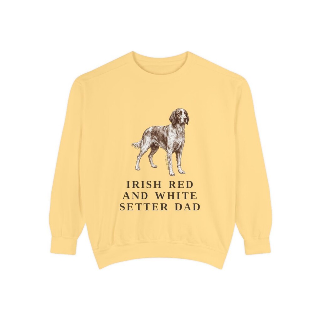 Irish Red and White Setter Dad Sweatshirt, Butter, front view