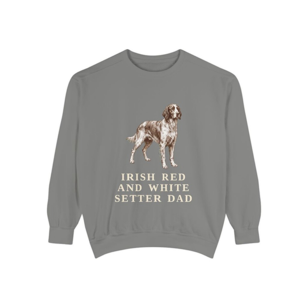 Irish Red and White Setter Dad Sweatshirt, Grey, front view