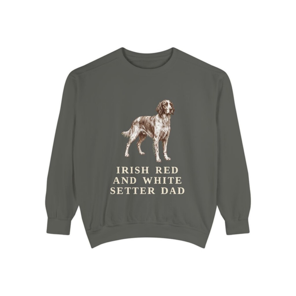 Irish Red and White Setter Dad Sweatshirt, Pepper, front view