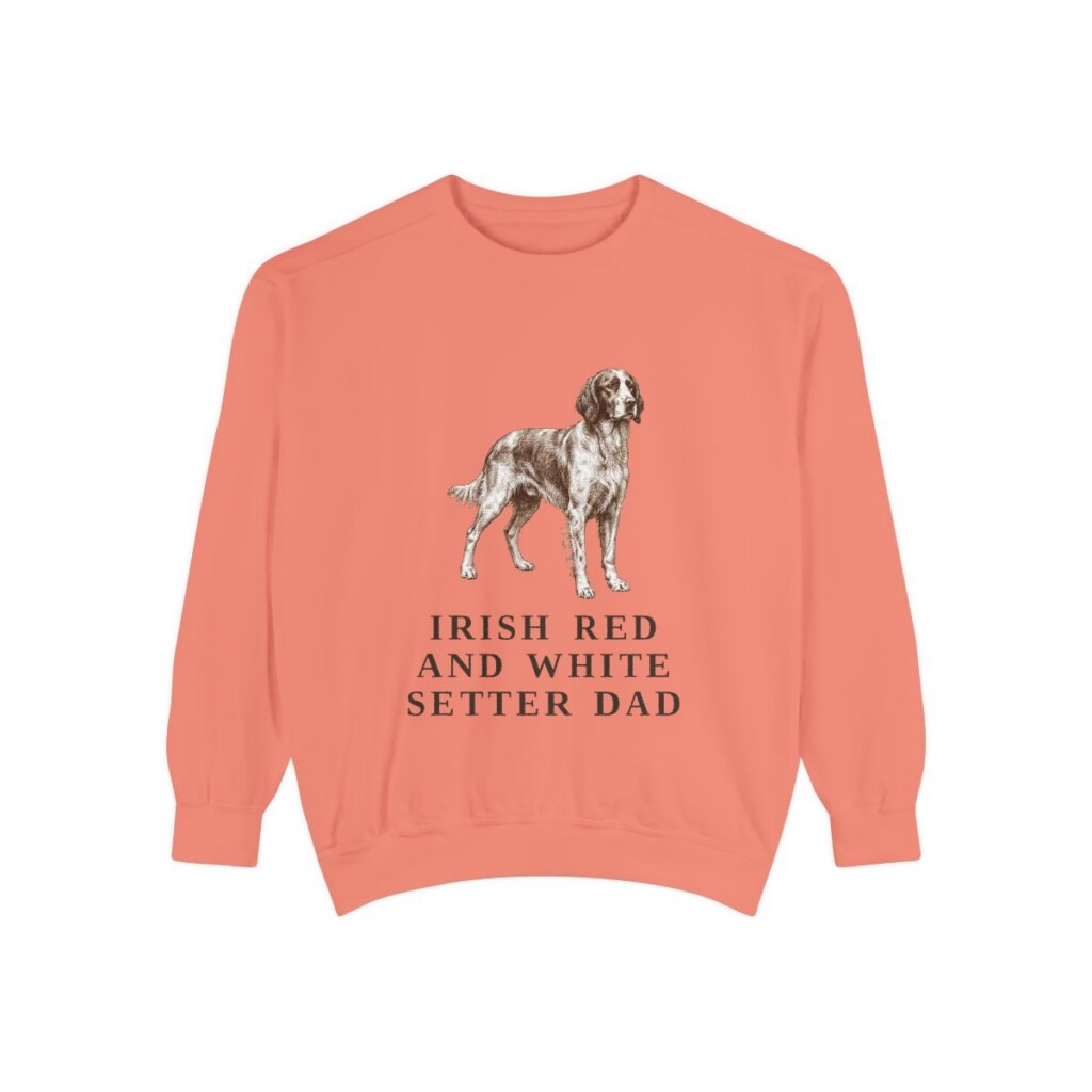 Irish Red and White Setter Dad Sweatshirt, Terracotta, front view