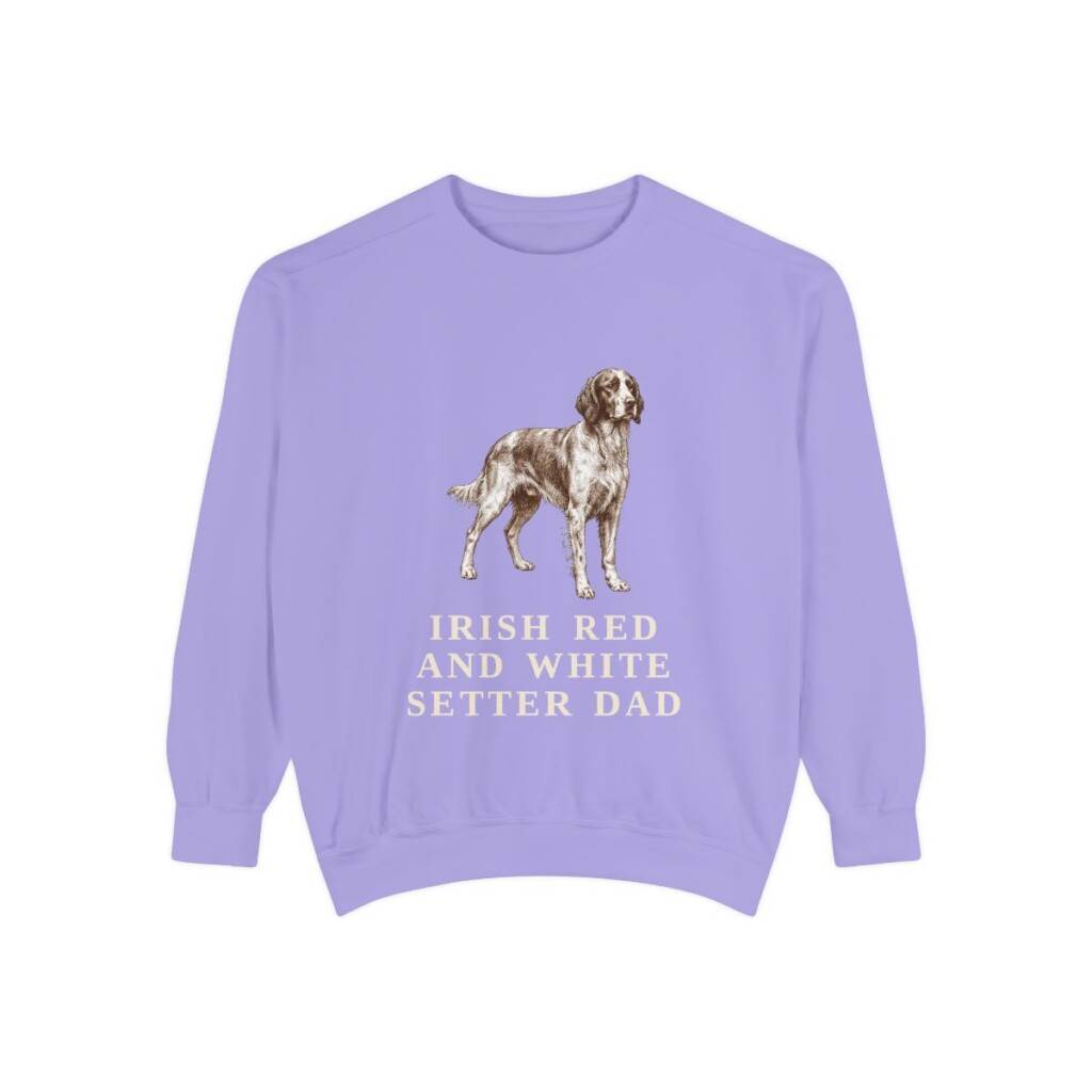 Irish Red and White Setter Dad Sweatshirt, Violet, front view