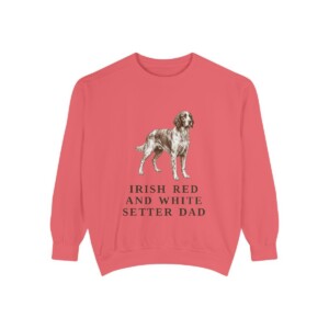 Irish Red and White Setter Dad Sweatshirt, Watermelon, front view