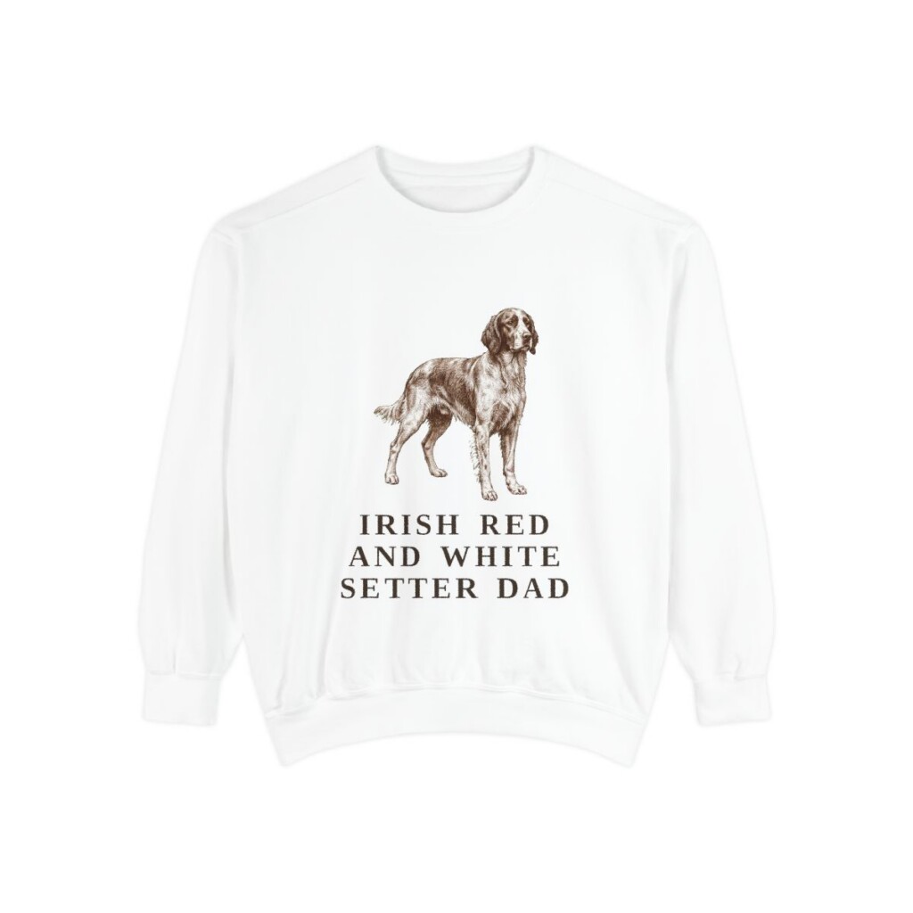 Irish Red and White Setter Dad Sweatshirt, White, front view