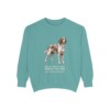 Irish Red and White Setter Latin Sweatshirt, Seafoam, front view