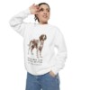 Irish Red and White Setter Latin Sweatshirt, White, person 2 context