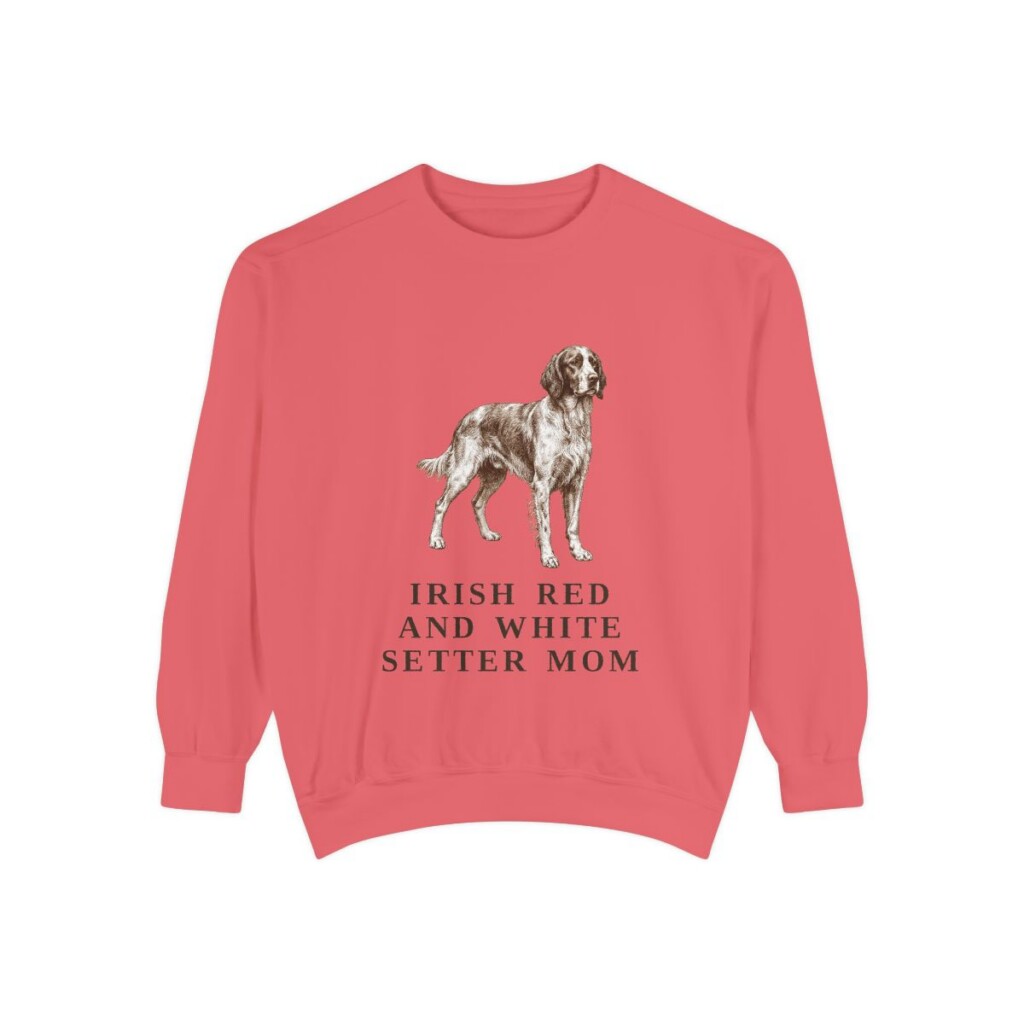 Irish Red and White Setter Mom Sweatshirt, Watermelon, front view
