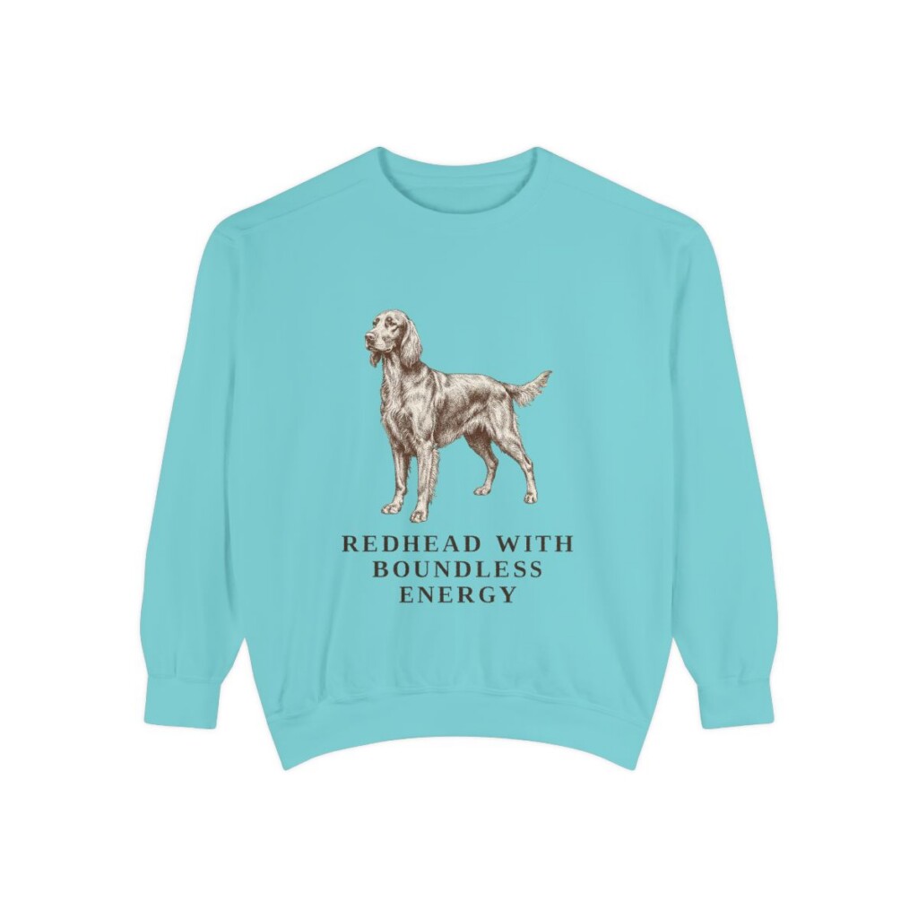 Irish Setter Humor Sweatshirt, Chalky Mint, front view