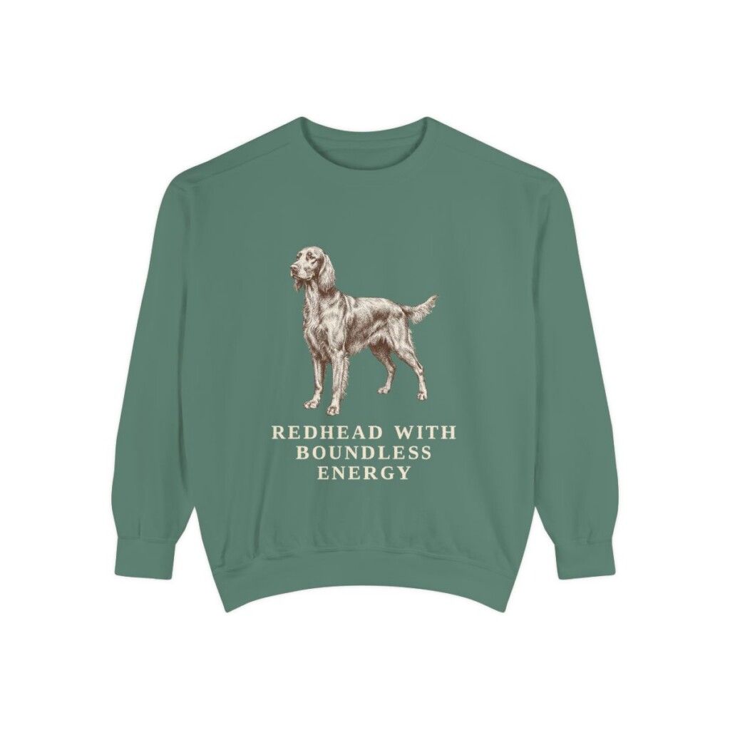 Irish Setter Humor Sweatshirt, Light Green, front view