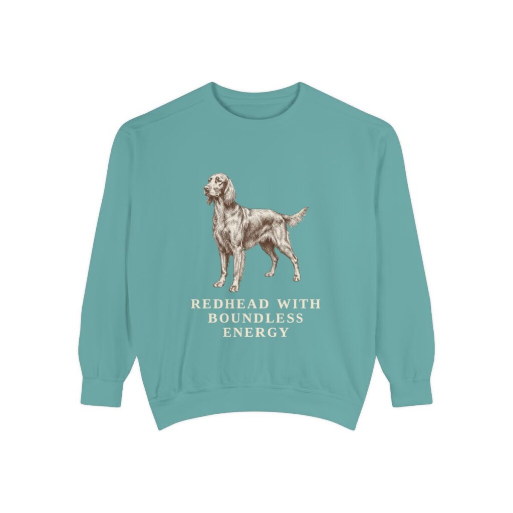 Irish Setter Humor Sweatshirt, Seafoam, front view