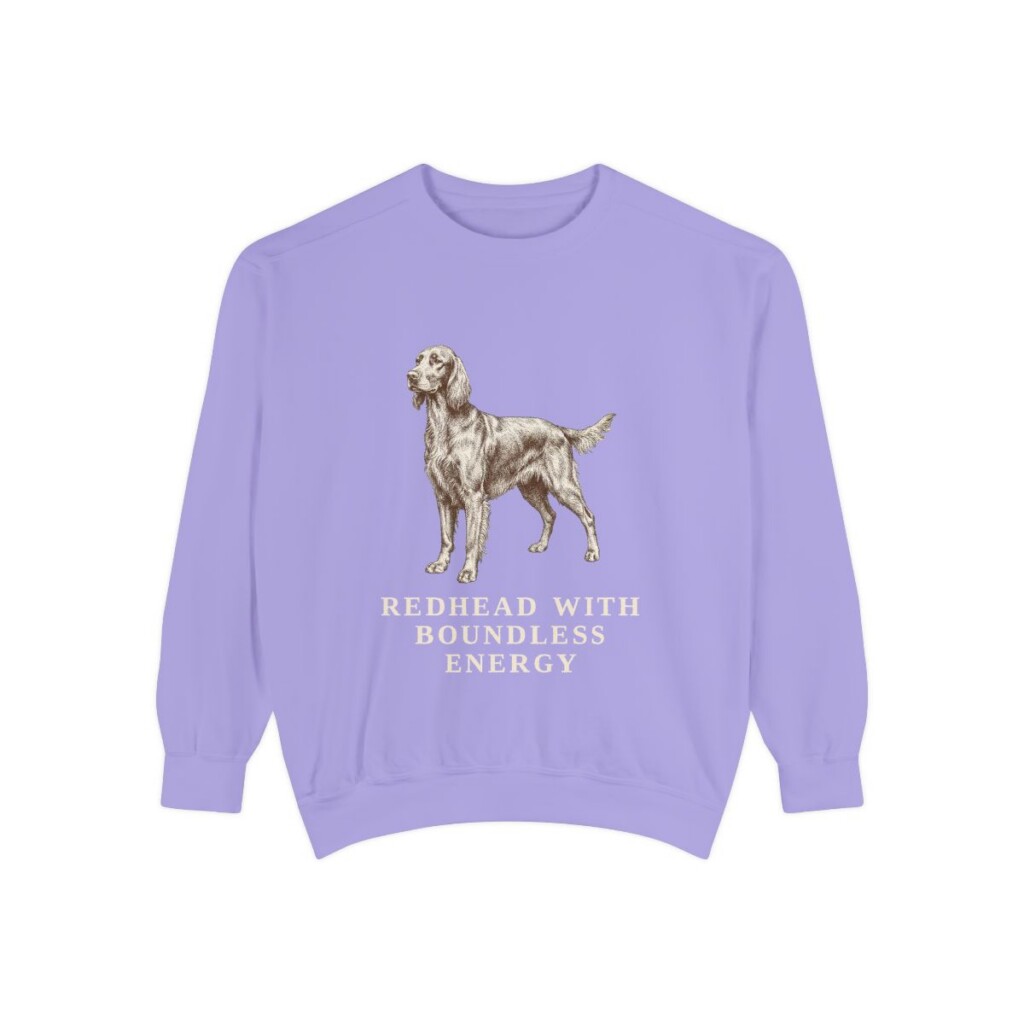 Irish Setter Humor Sweatshirt, Violet, front view