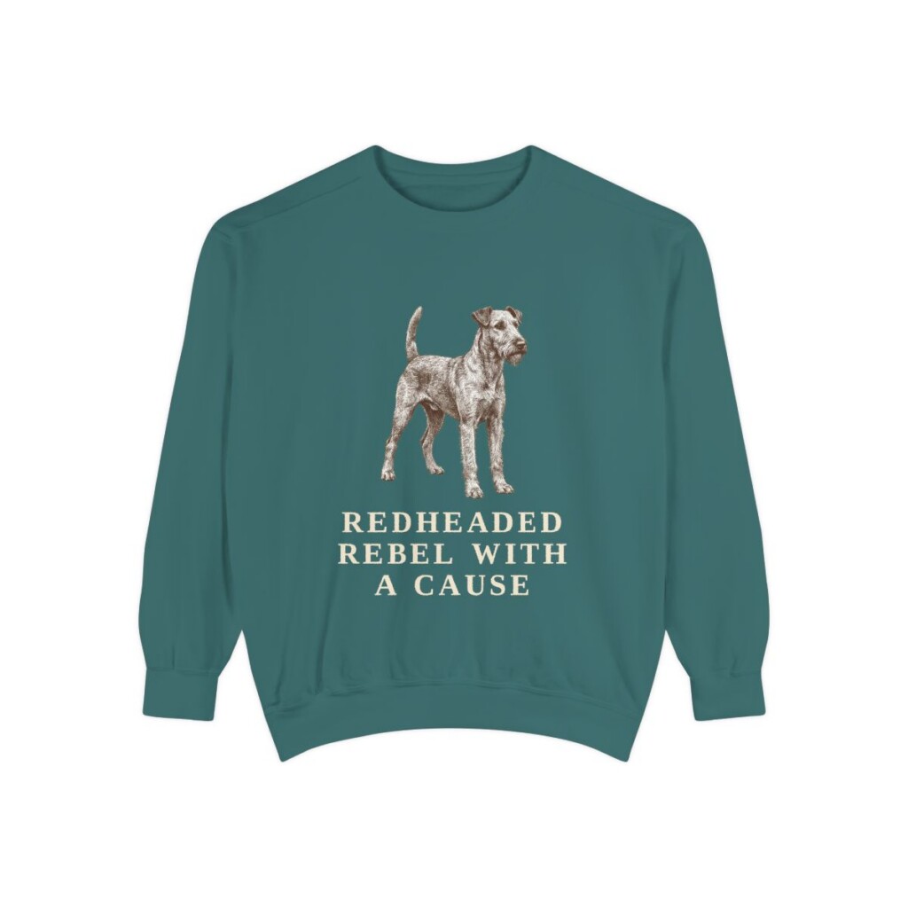 Irish Terrier Humor Sweatshirt, Blue Spruce, front view