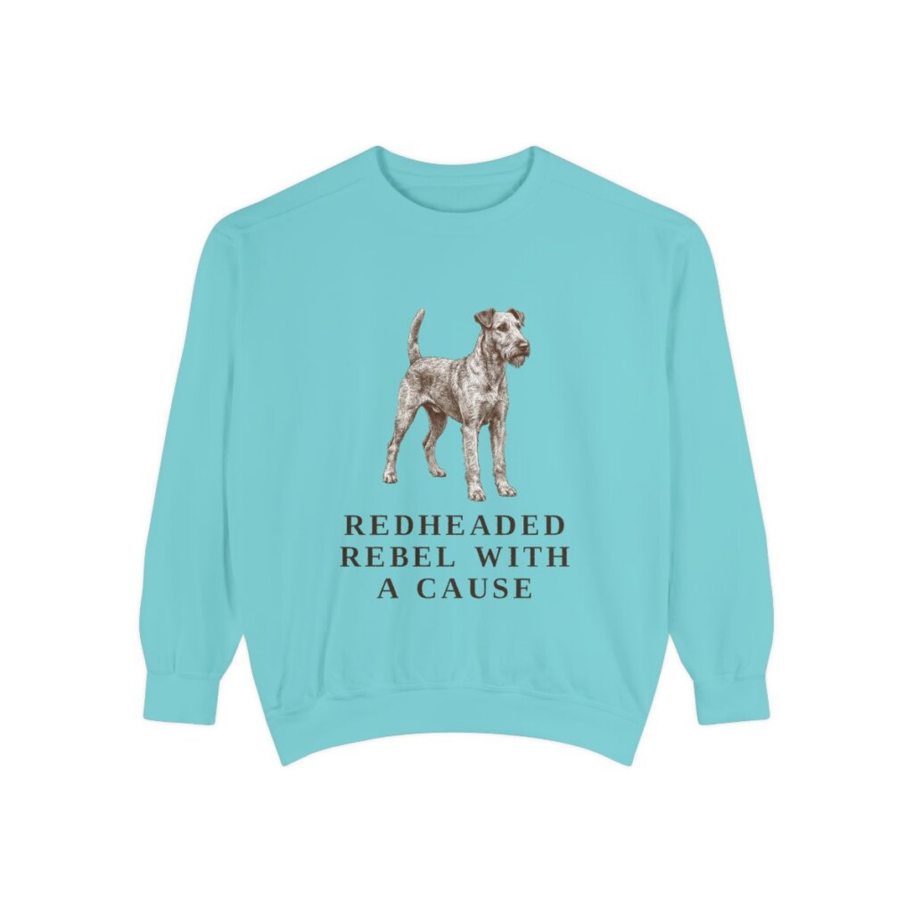 Irish Terrier Humor Sweatshirt, Chalky Mint, front view