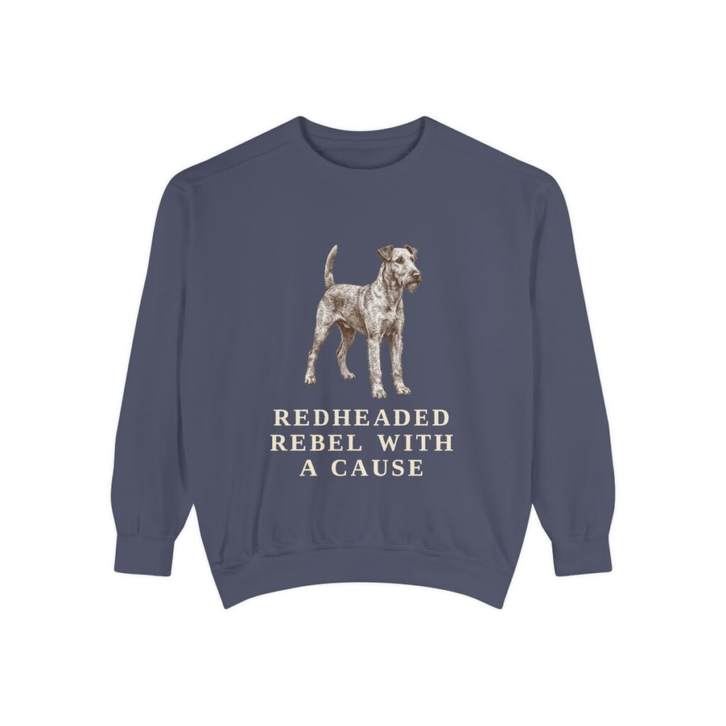 Irish Terrier Humor Sweatshirt, Denim, front view